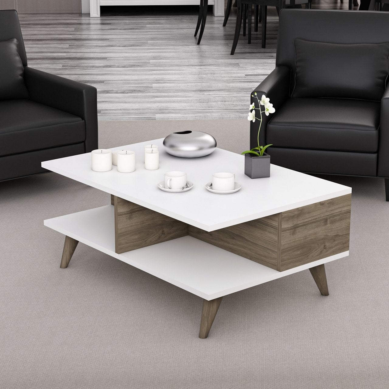 Žurnalinis staliukas Lyon - Walnut, White