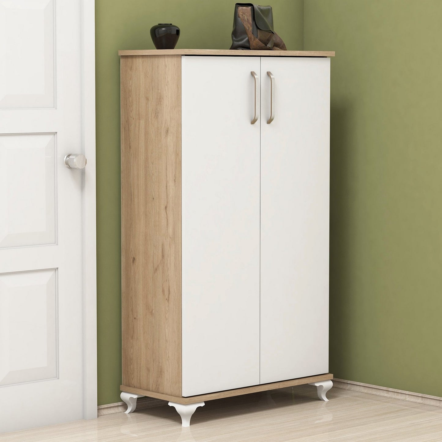 Batų dėžė Ari - Walnut, White