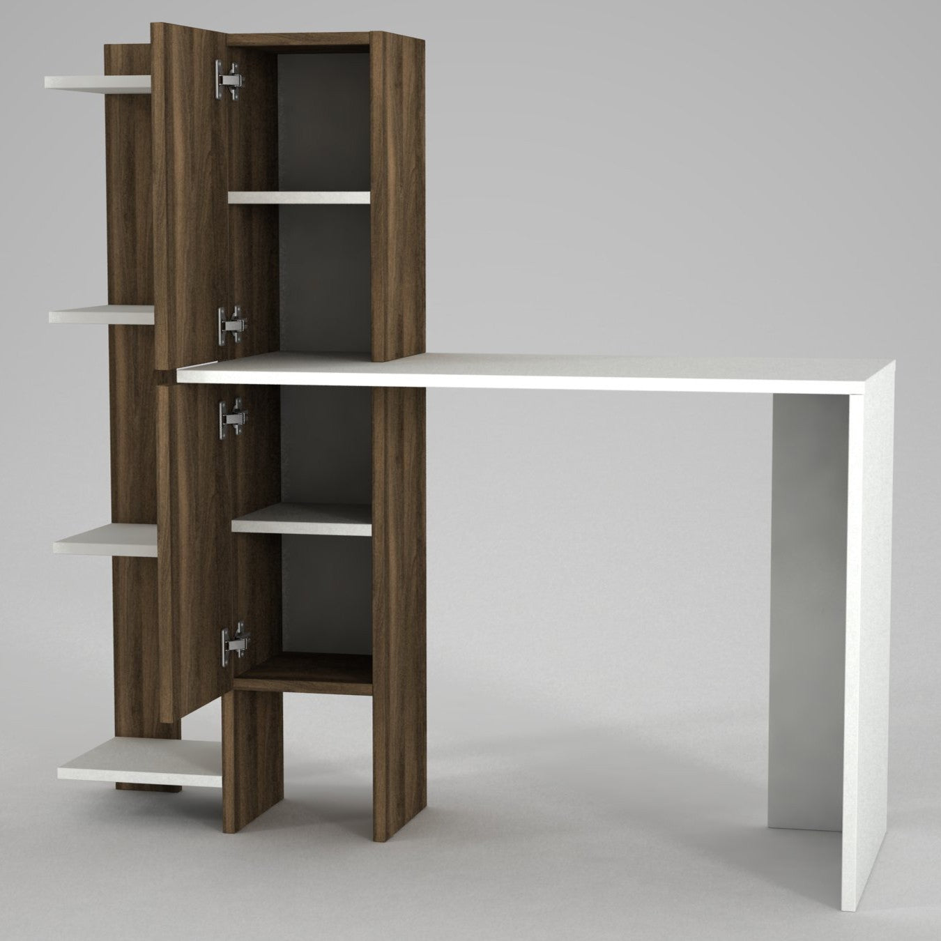 Biuro stalas Gina - White, Walnut