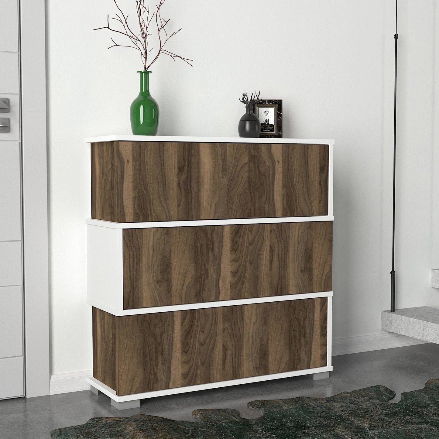 Batų dėžė Napolyon - White, Walnut