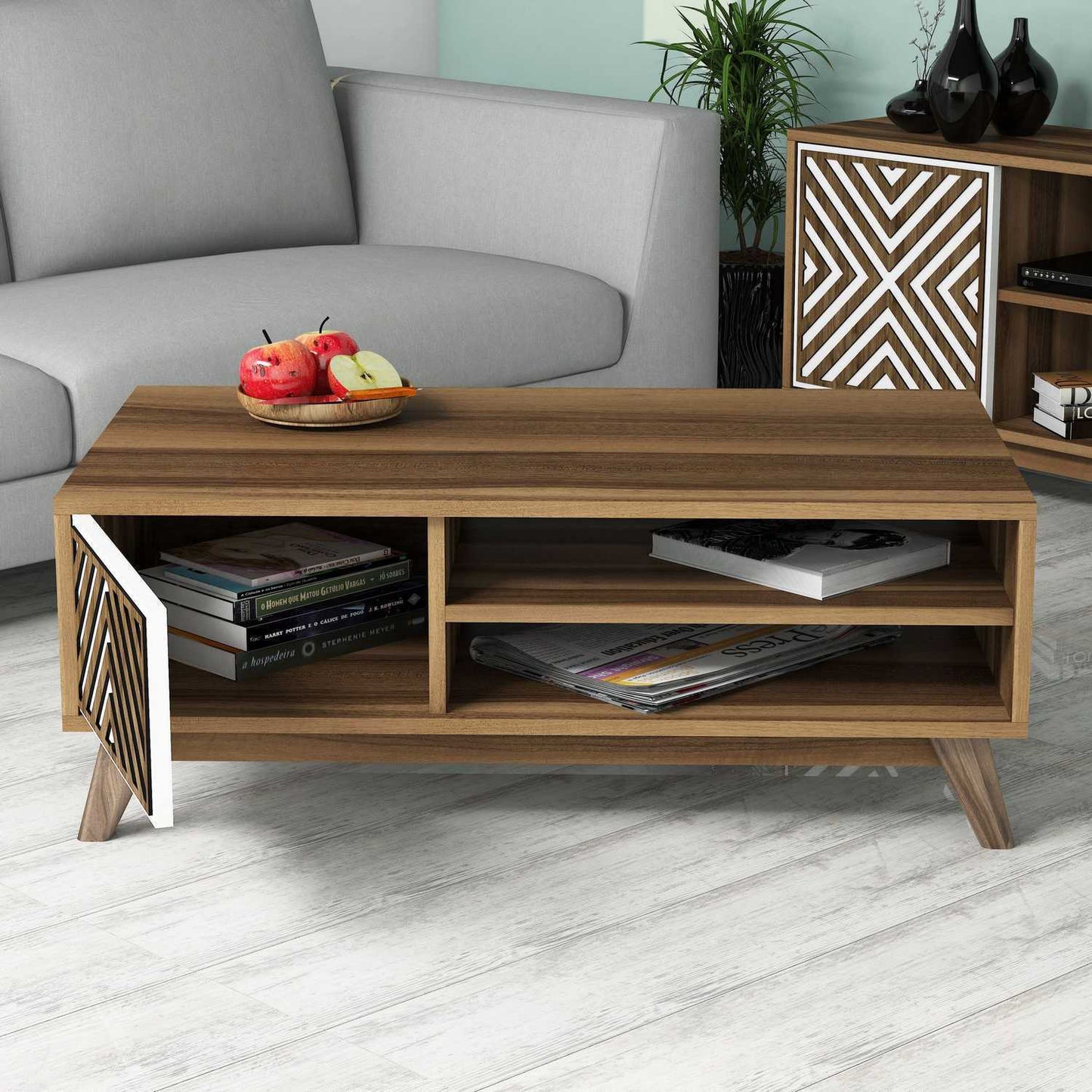 Žurnalinis staliukas İnci - Walnut, White