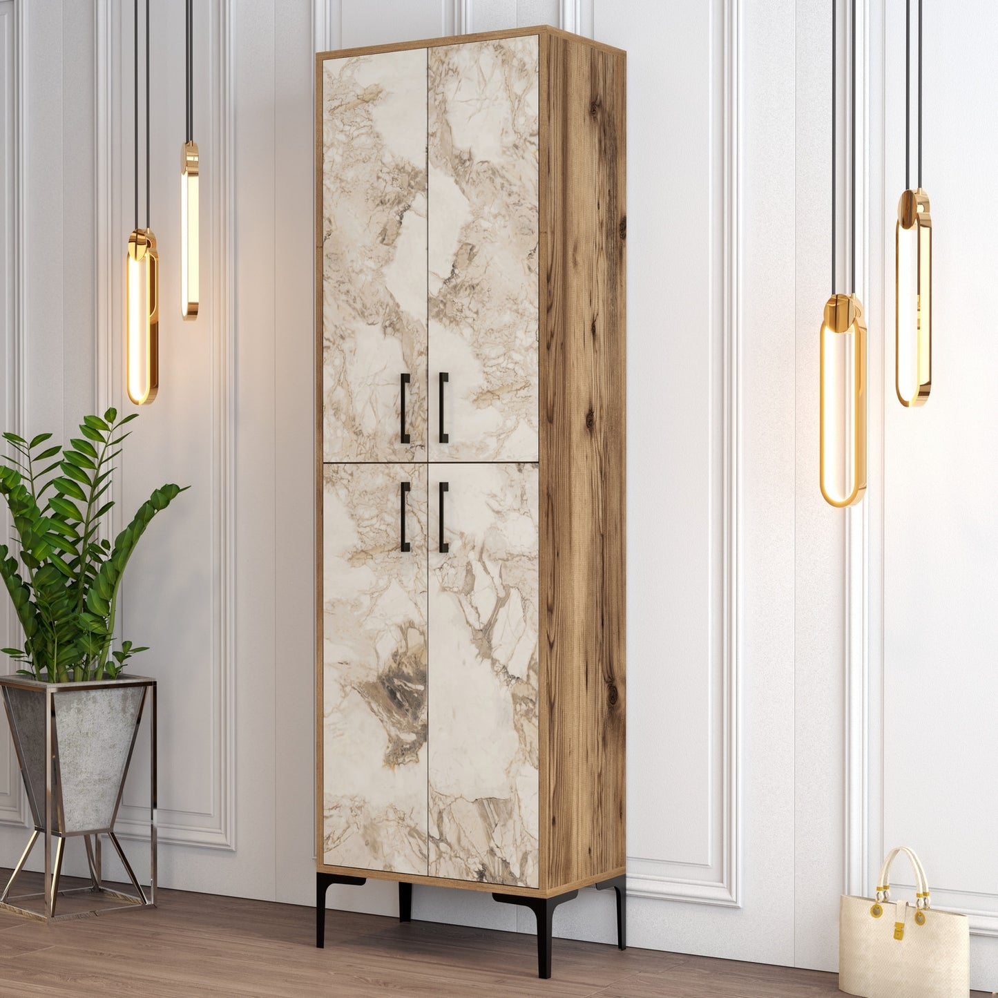 Batų dėžė Berlin A - Walnut, White Marble