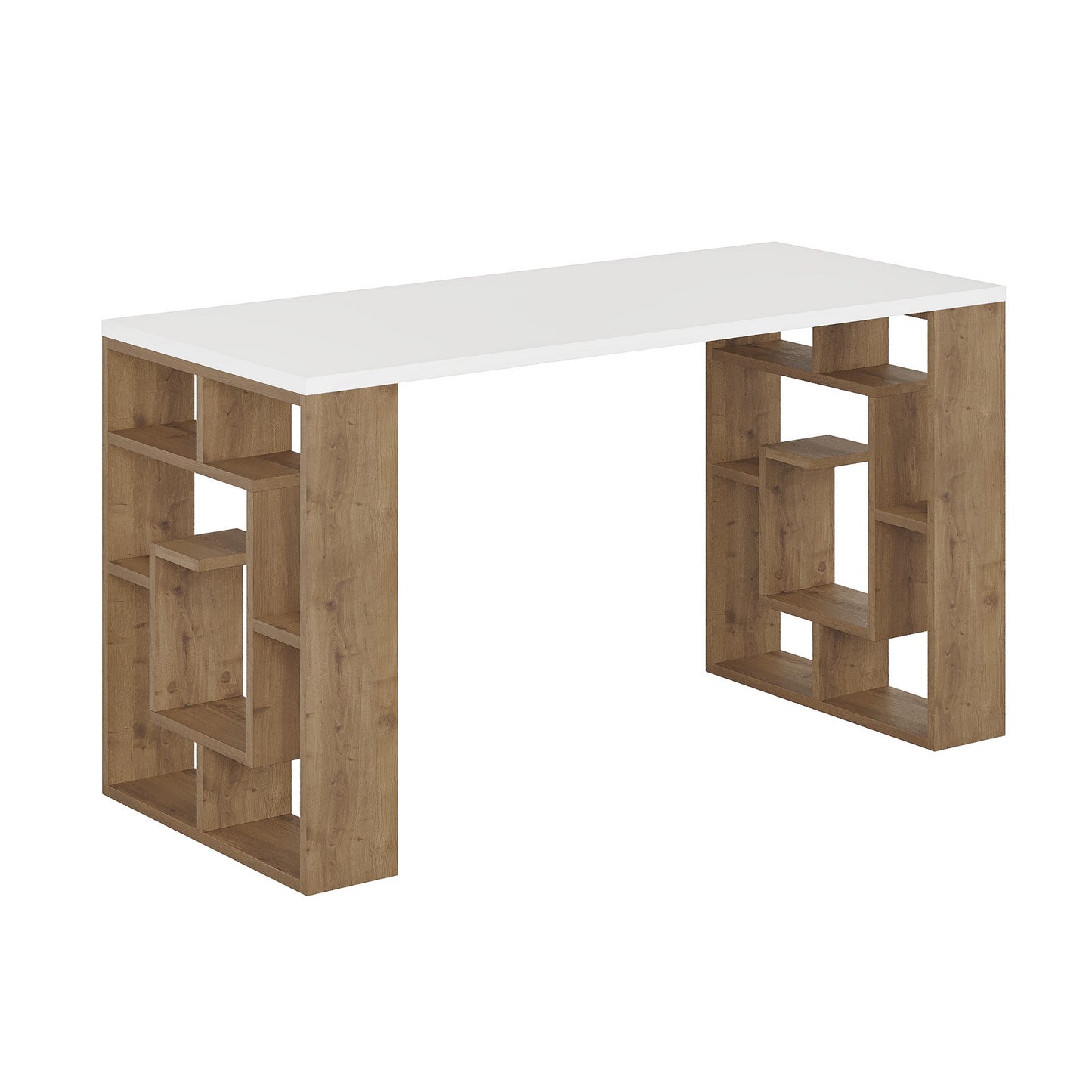 Biuro stalas Maze - White, Dark Oak