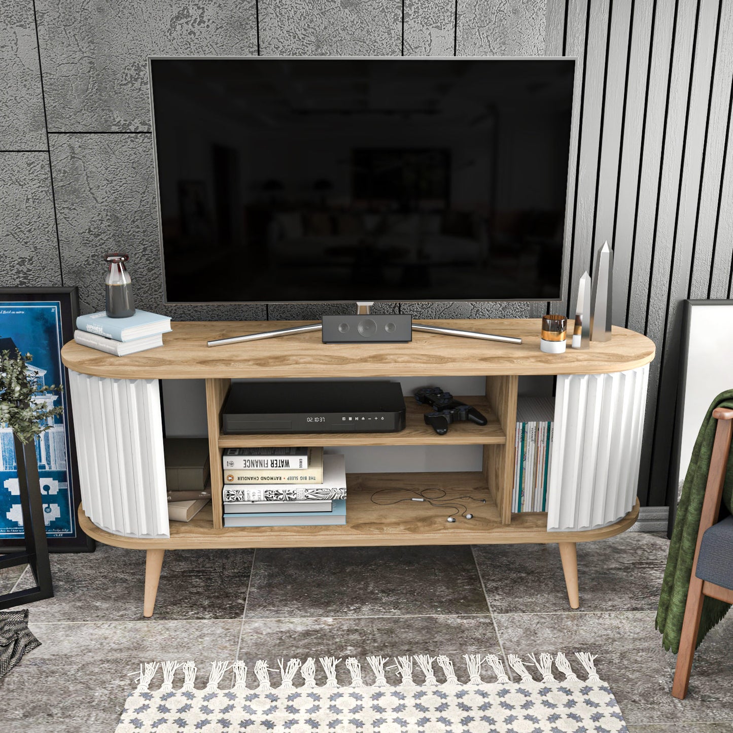 TV staliukas Stor - Oud Oak, White