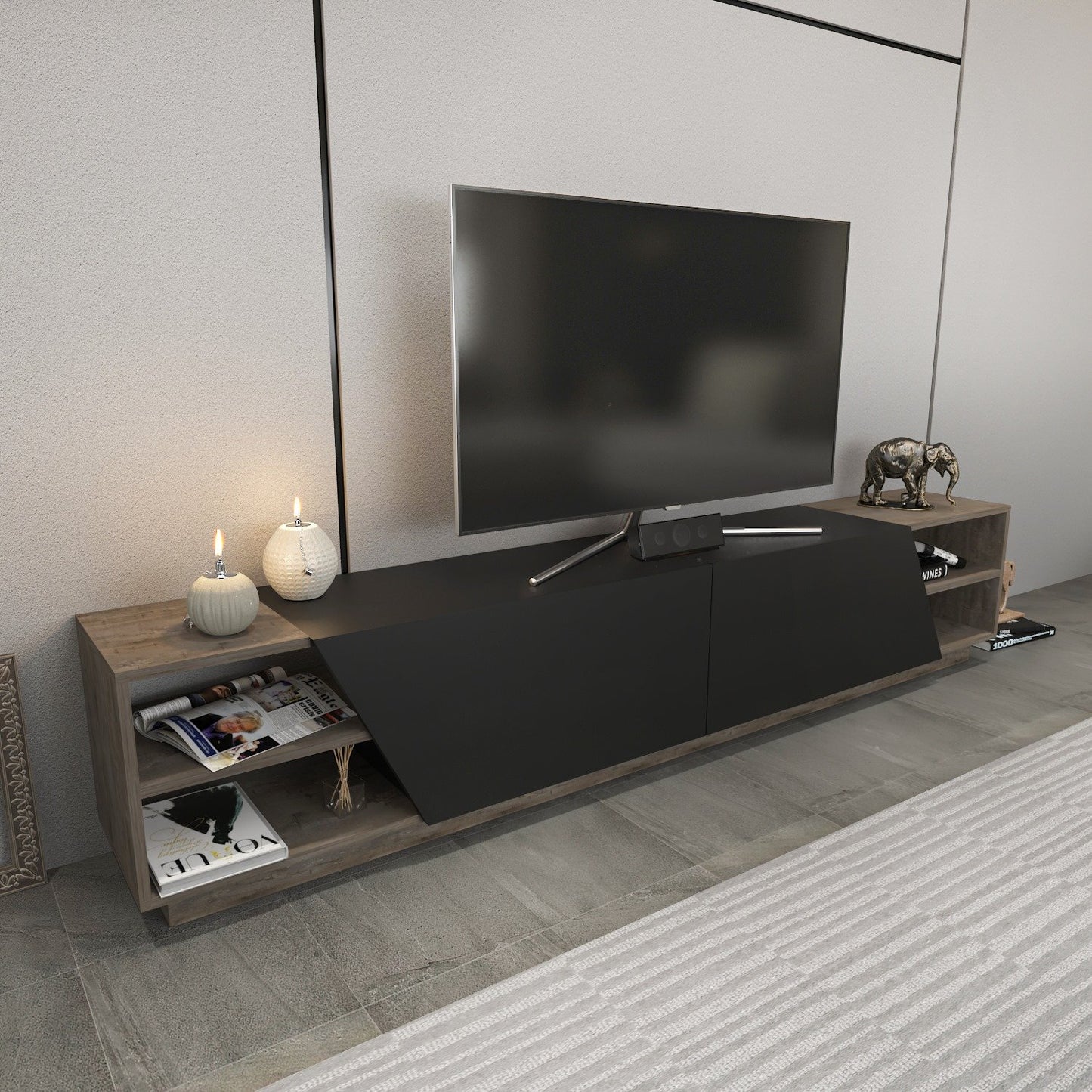 TV staliukas Rhodes - Anthracite, Wenge