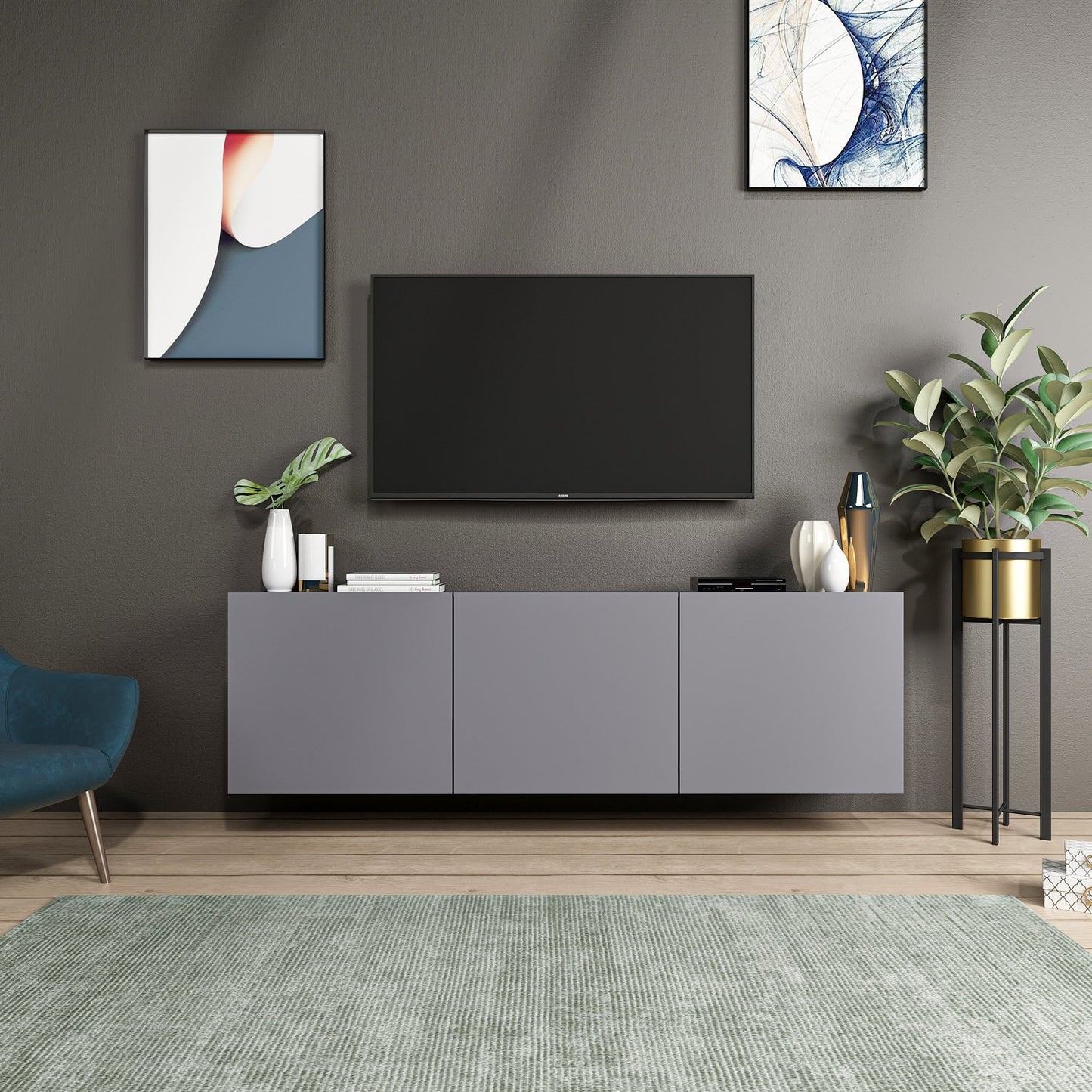 TV staliukas White - Anthracite