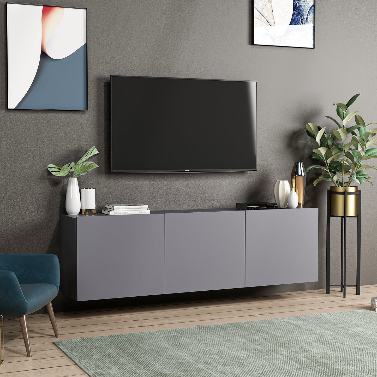 TV staliukas White - Anthracite