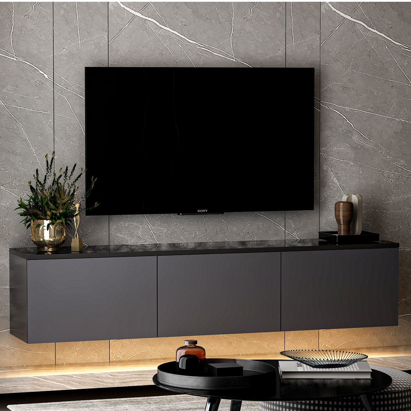 TV staliukas Neon Illuminated - Anthracite