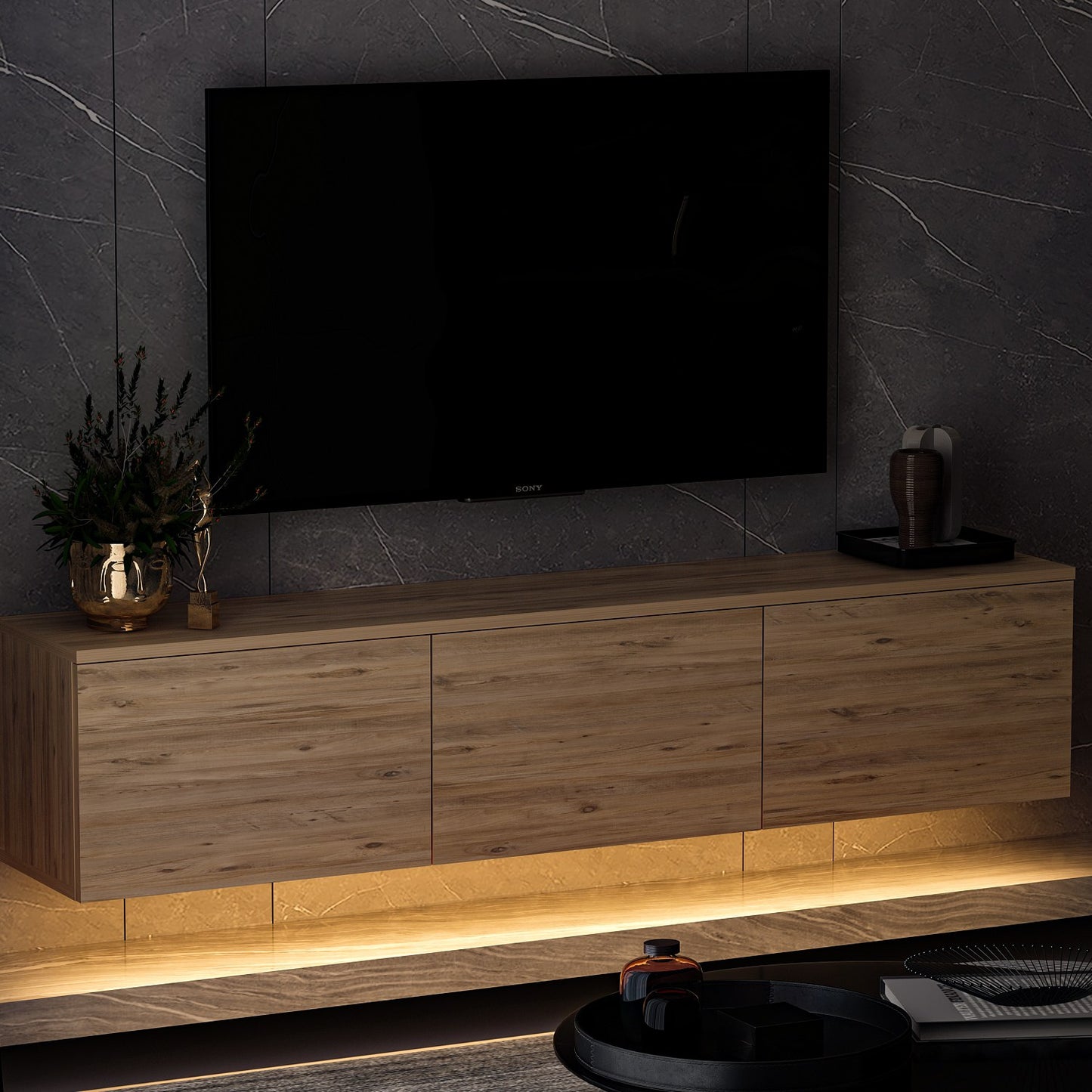 TV staliukas Neon Illuminated - Atlantic Pine