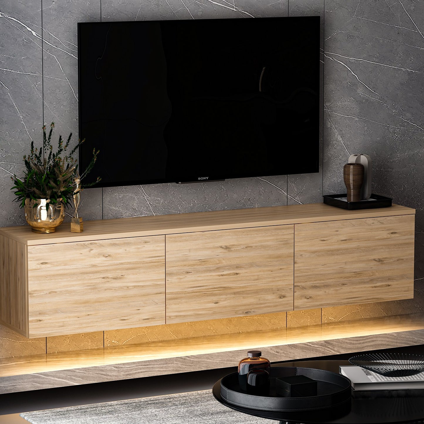 TV staliukas Neon Illuminated - Atlantic Pine