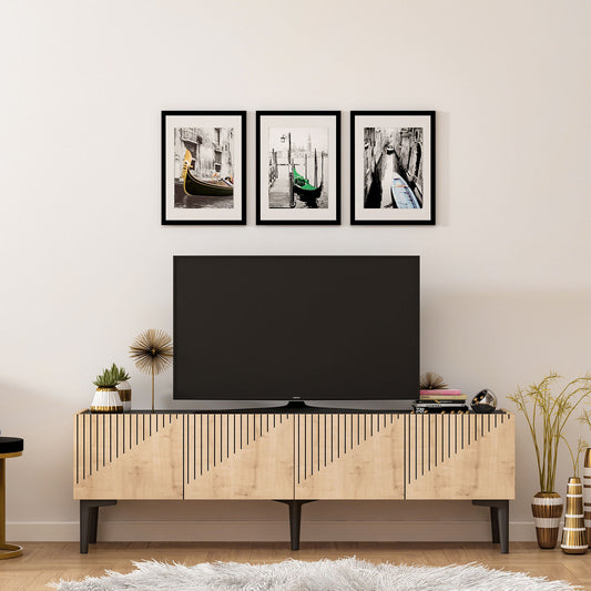 TV staliukas Draw - Sapphire Oak, Black Marble