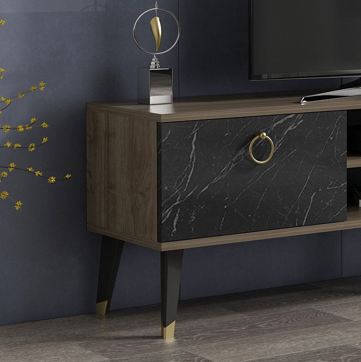 TV staliukas Alfa - Black, Walnut