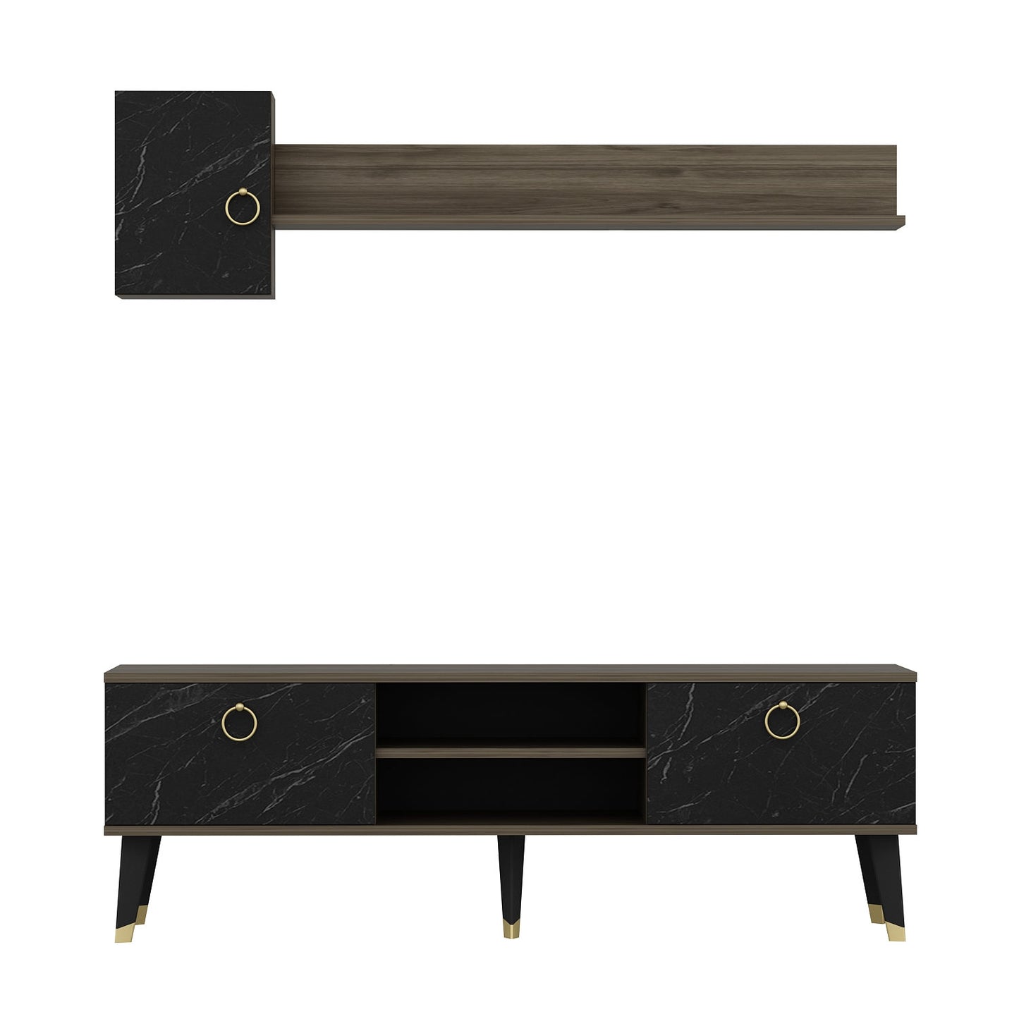 TV staliukas Alfa - Black, Walnut