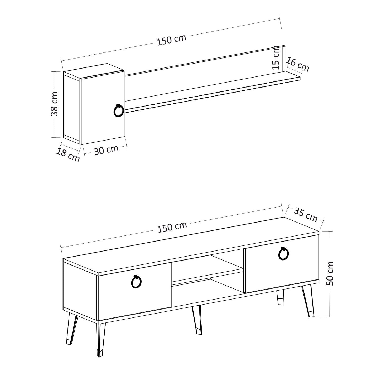 TV staliukas Alfa - Black, Walnut