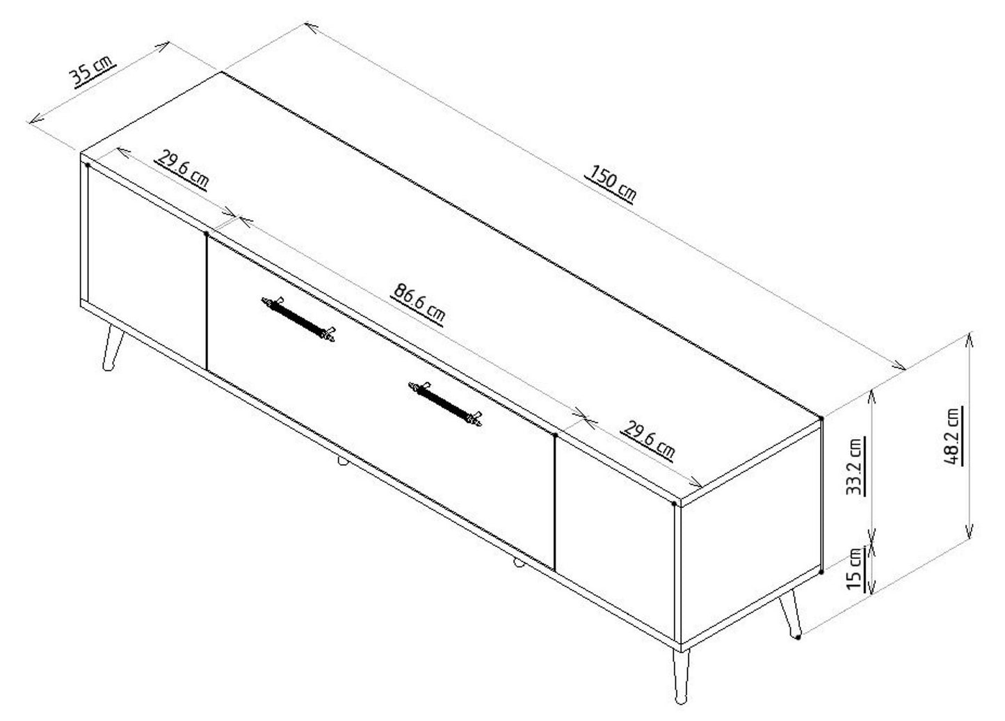 TV staliukas Detas - White, Silver