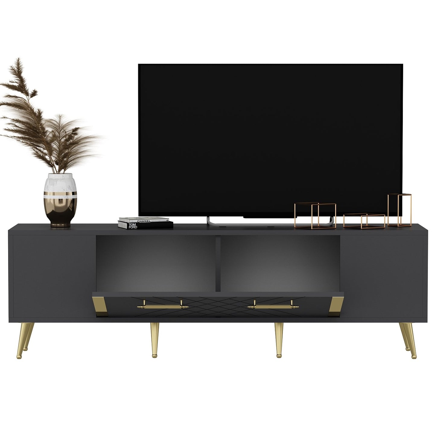 TV staliukas Detas - Anthracite, Gold