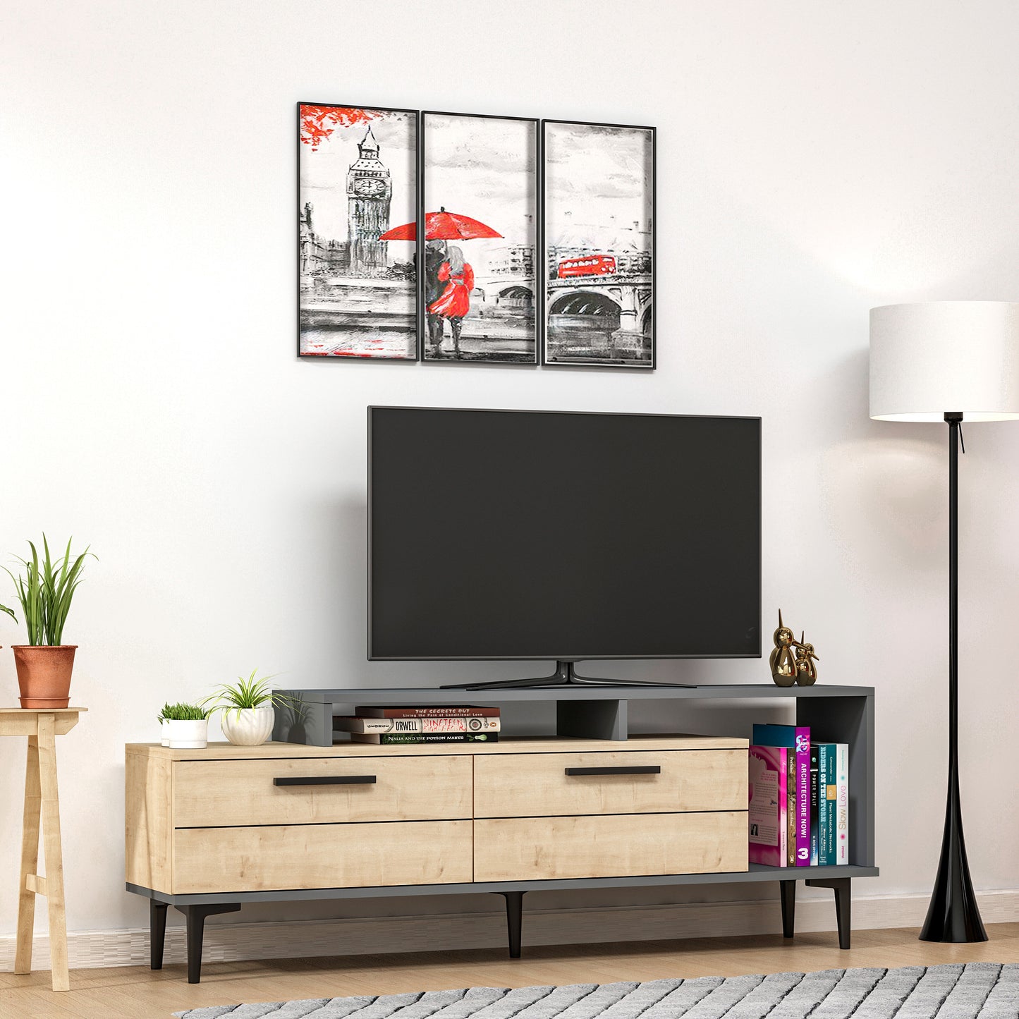 TV staliukas Niva - Sapphire Oak, Anthracite