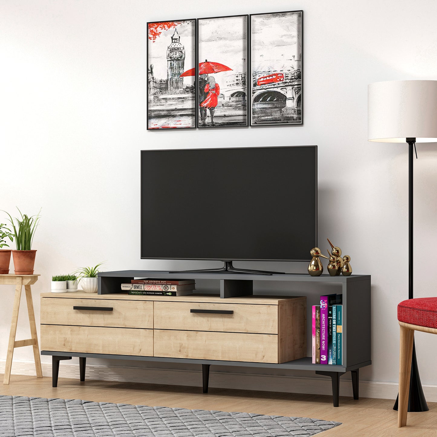 TV staliukas Niva - Sapphire Oak, Anthracite