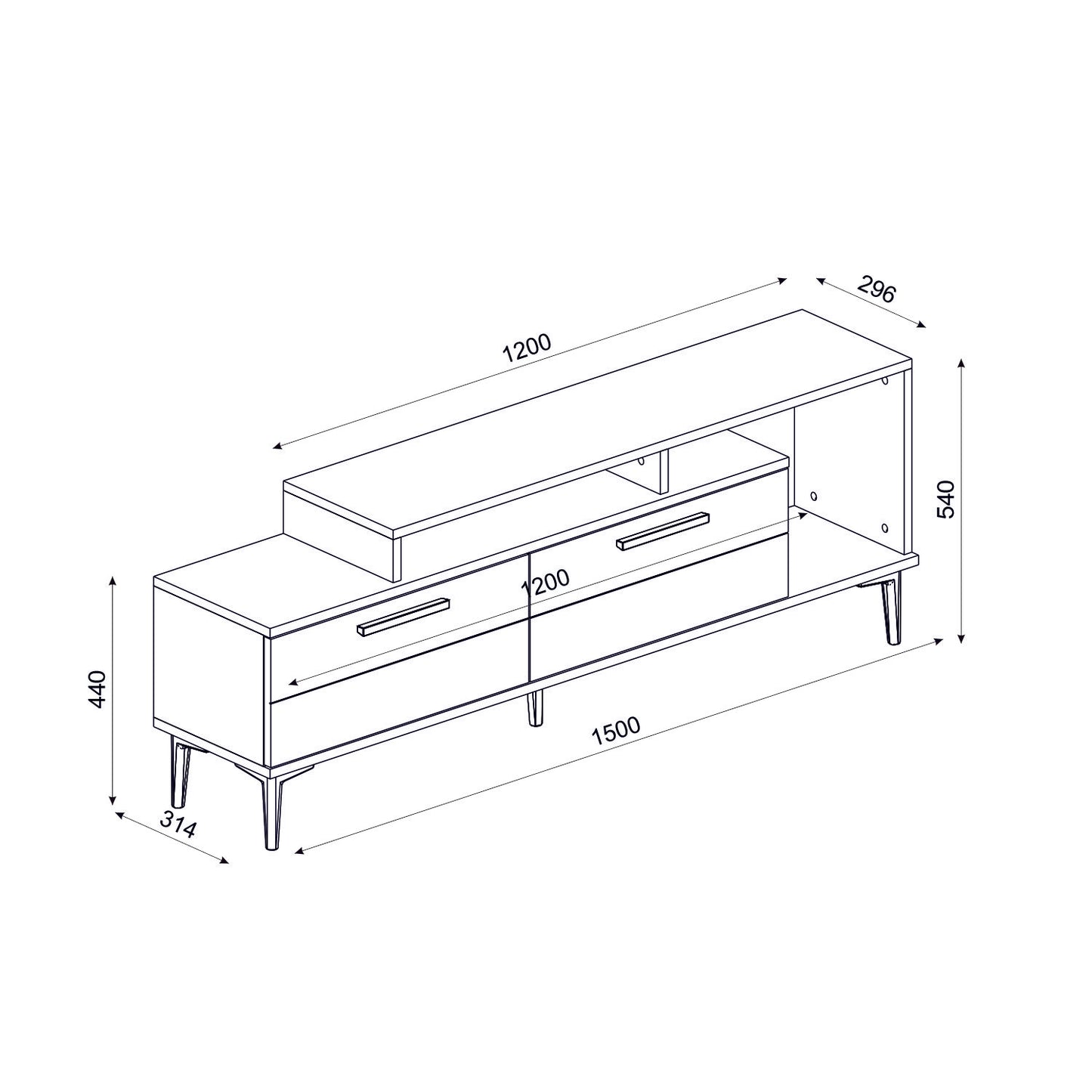 TV staliukas Niva - Sapphire Oak, Anthracite