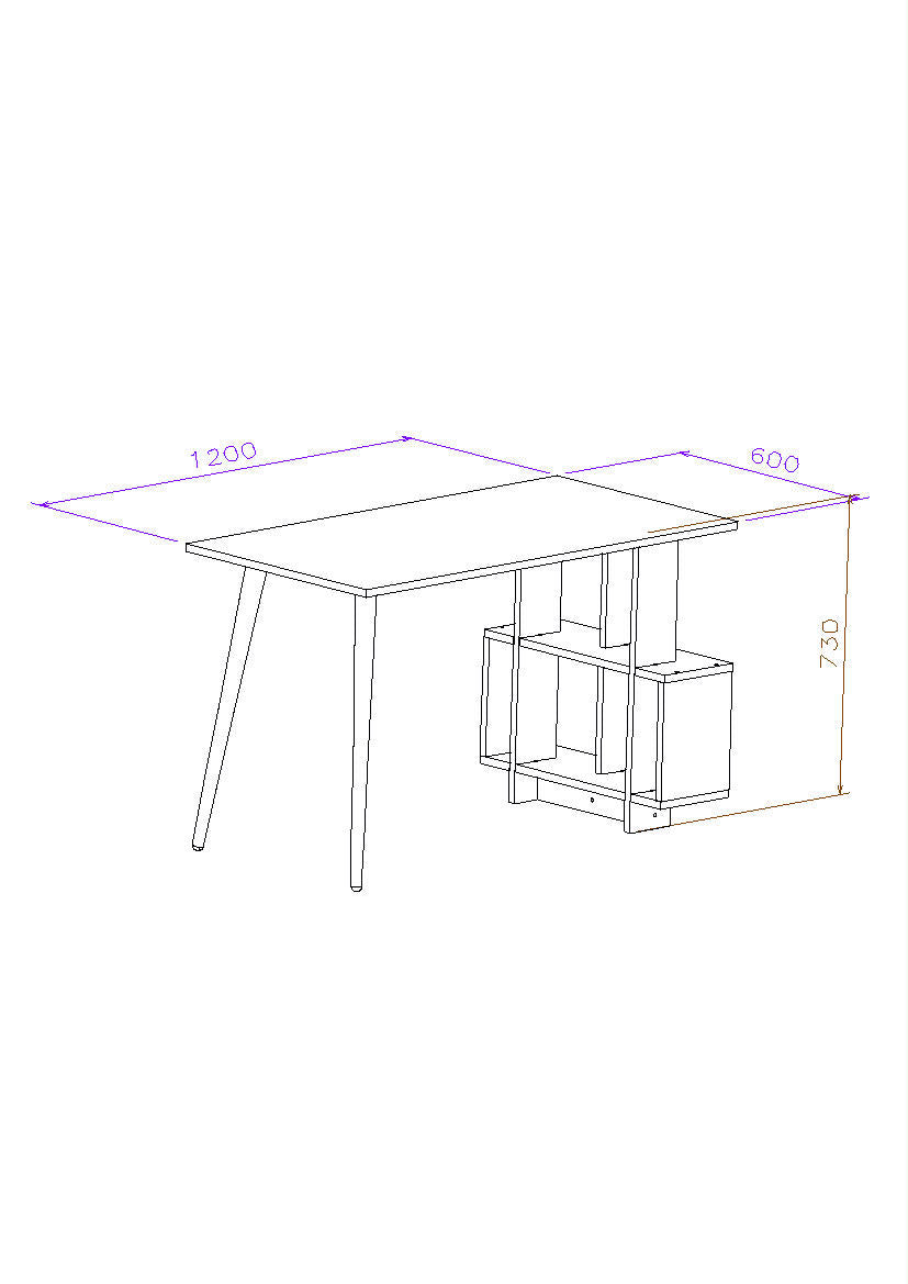 Biuro stalas Lagomood Side - Walnut, White