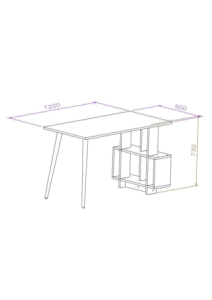 Biuro stalas Lagomood Side - Oak, White