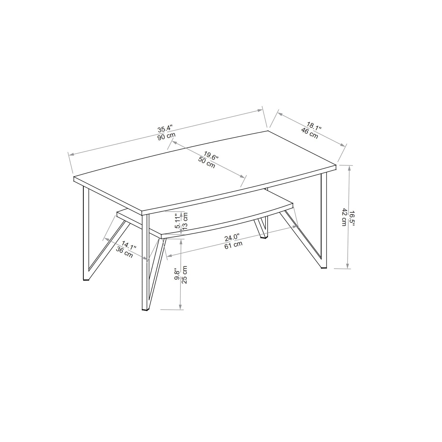 Žurnalinis staliukas Asens 50 - Light Walnut