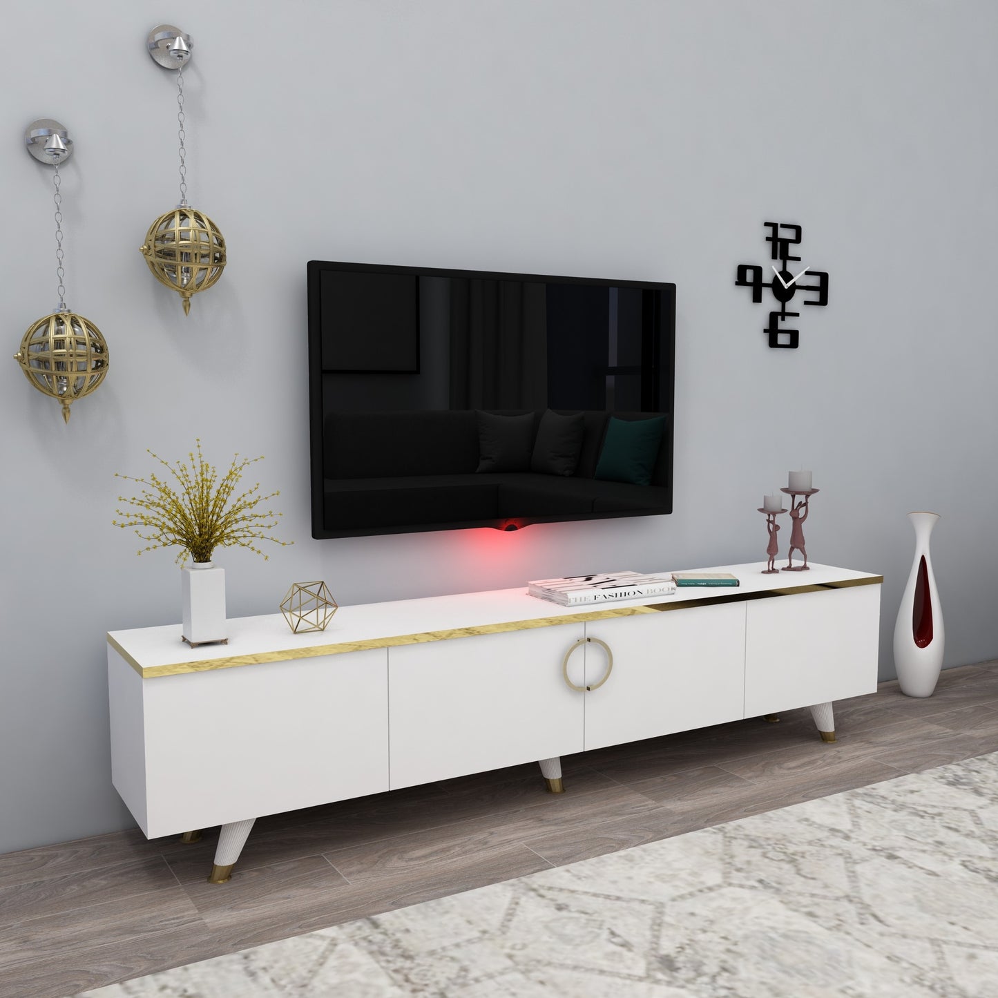 TV staliukas Luxia - White, Gold