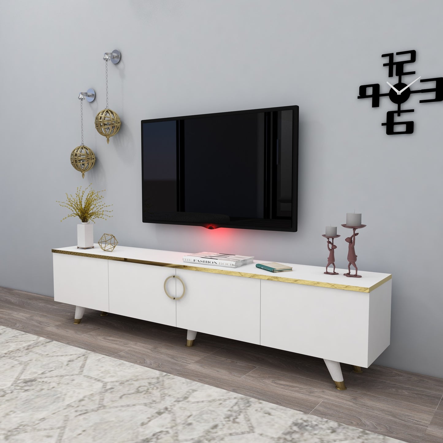 TV staliukas Luxia - White, Gold