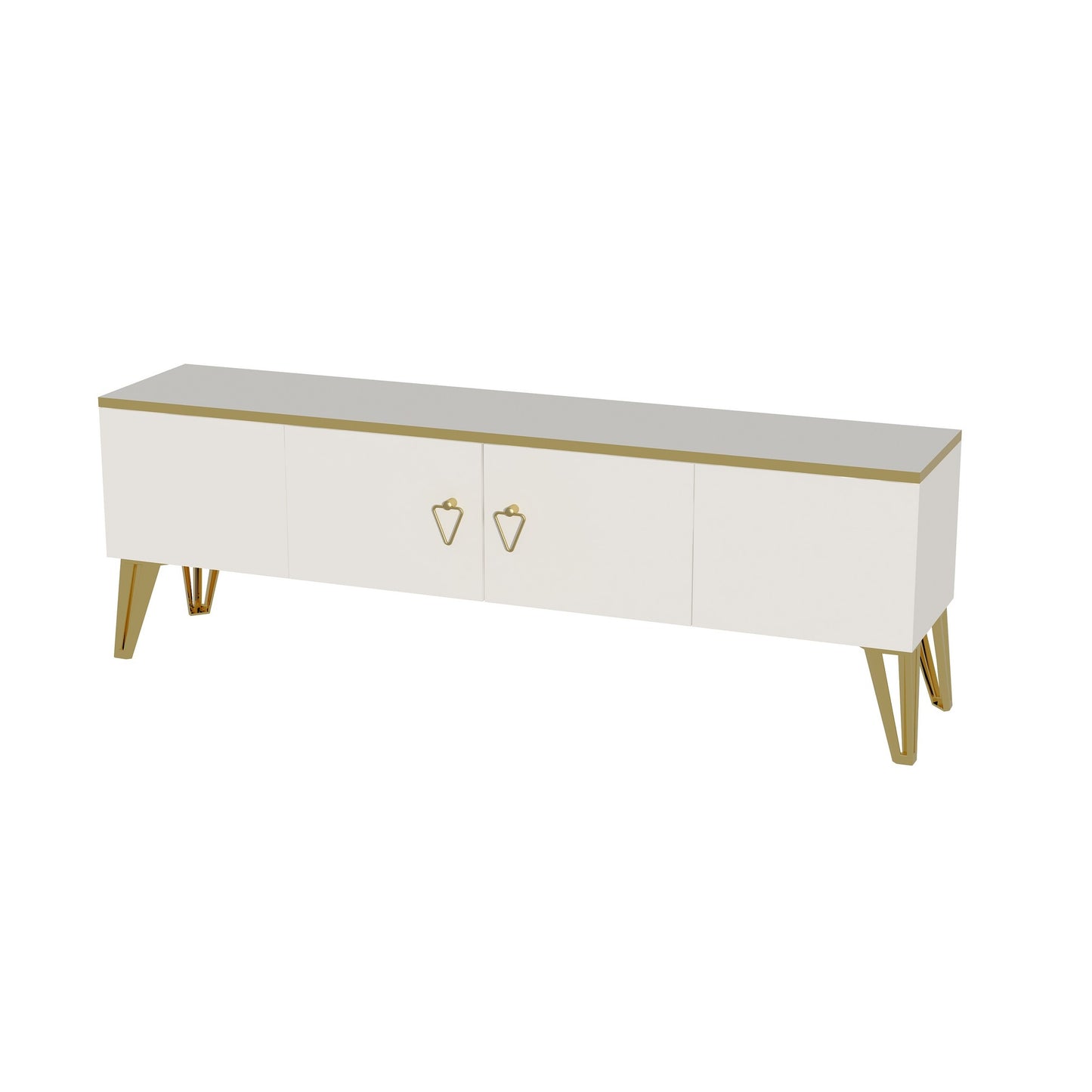 TV staliukas Caprice - White, Gold