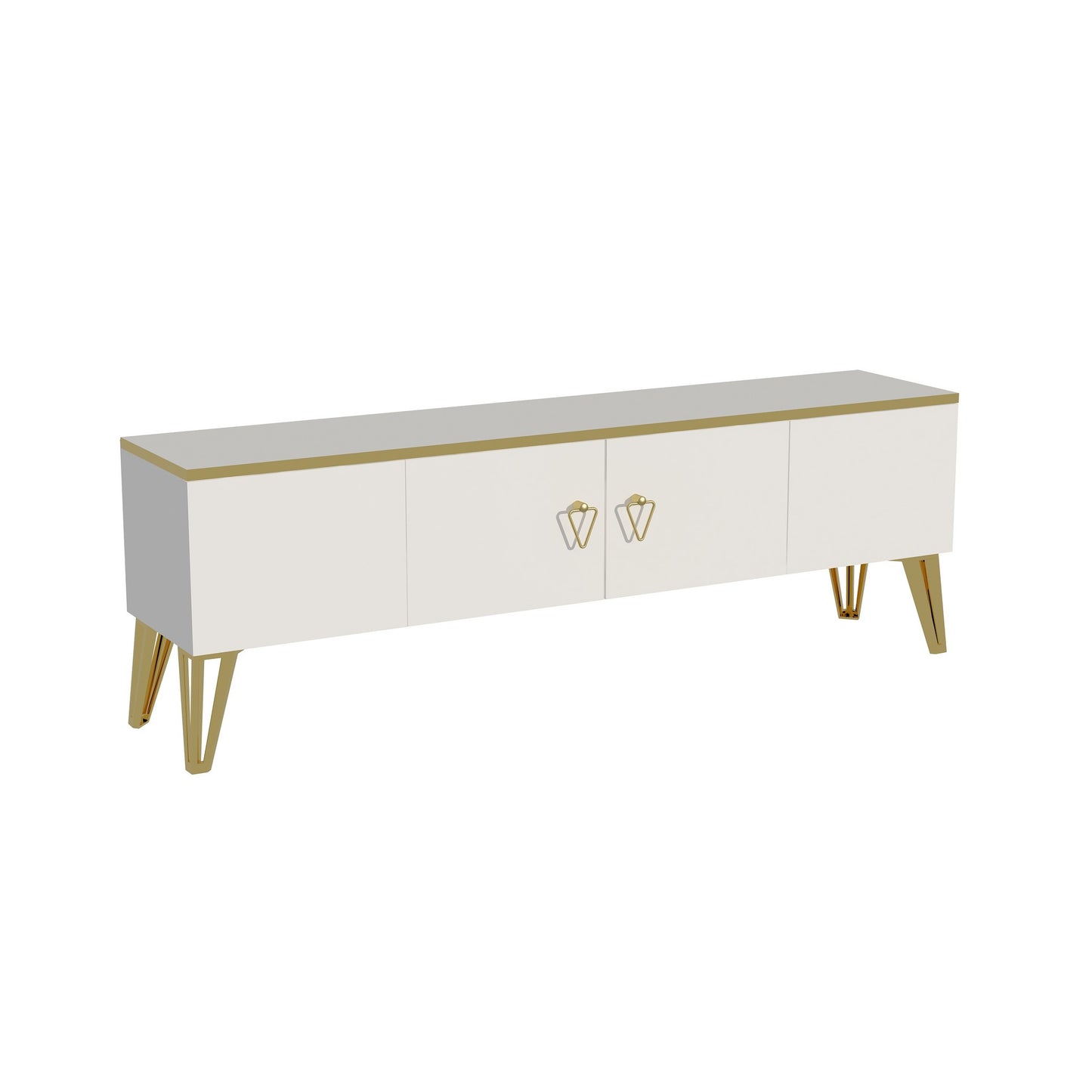 TV staliukas Caprice - White, Gold