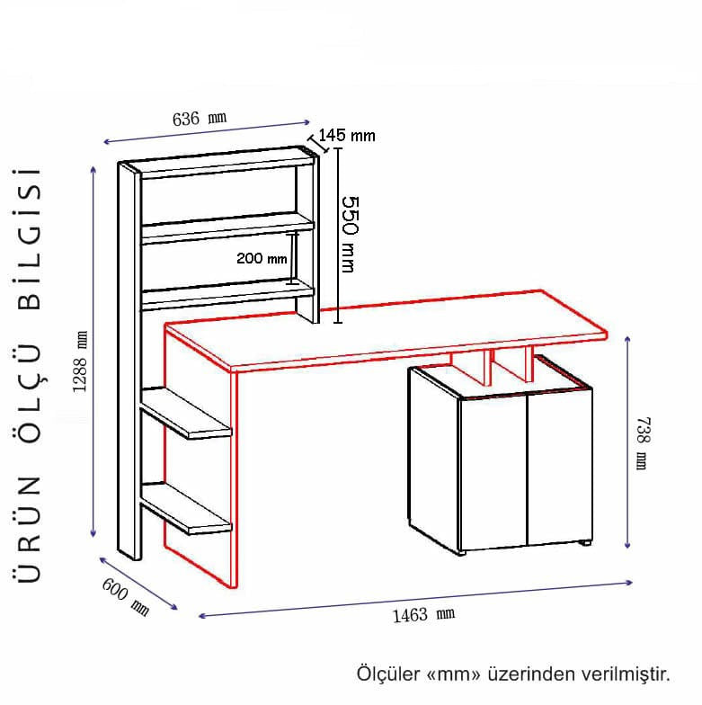 Biuro stalas Melis - White, Anthracite