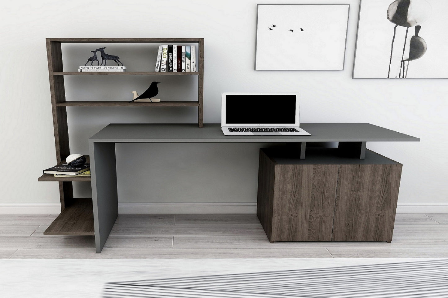 Biuro stalas Melis - Walnut, Anthracite