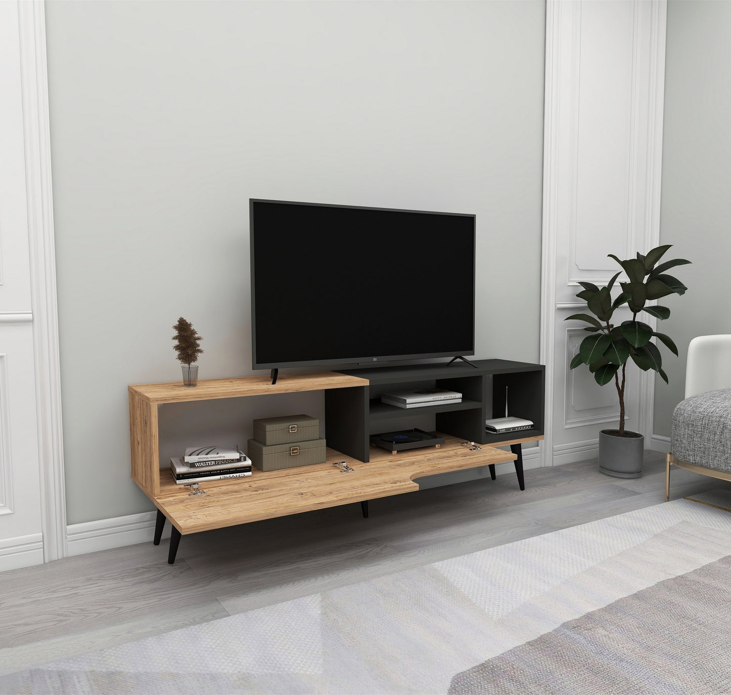 TV staliukas Alba - Atlantic Pine, Anthracite