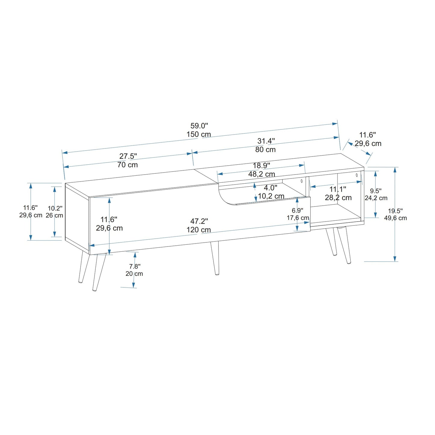 TV staliukas Alba - Atlantic Pine, Anthracite