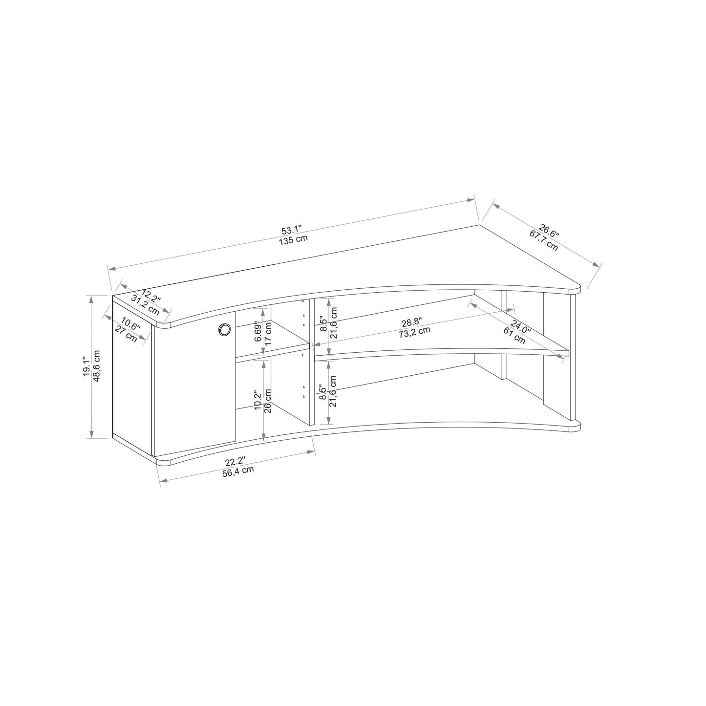 TV staliukas Termera - Atlantic Pine, Anthracite