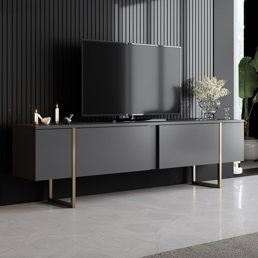 TV staliukas Luxe - Anthracite, Gold