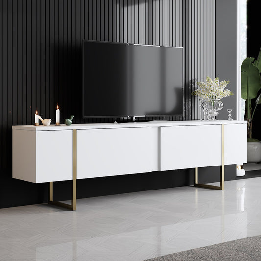 TV staliukas Luxe - White, Gold