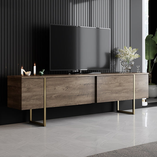 TV staliukas Luxe - Walnut, Gold