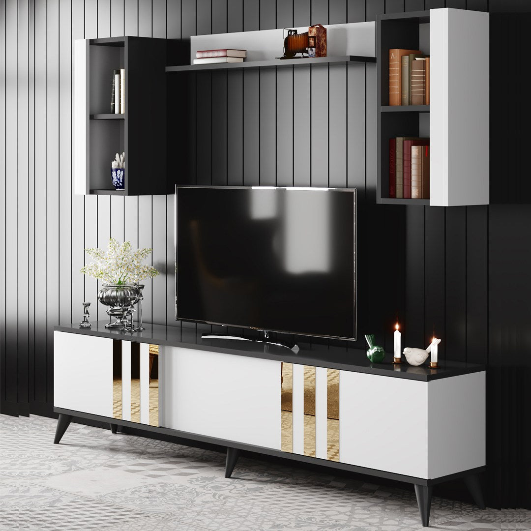 TV staliukas Gold - Anthracite, White