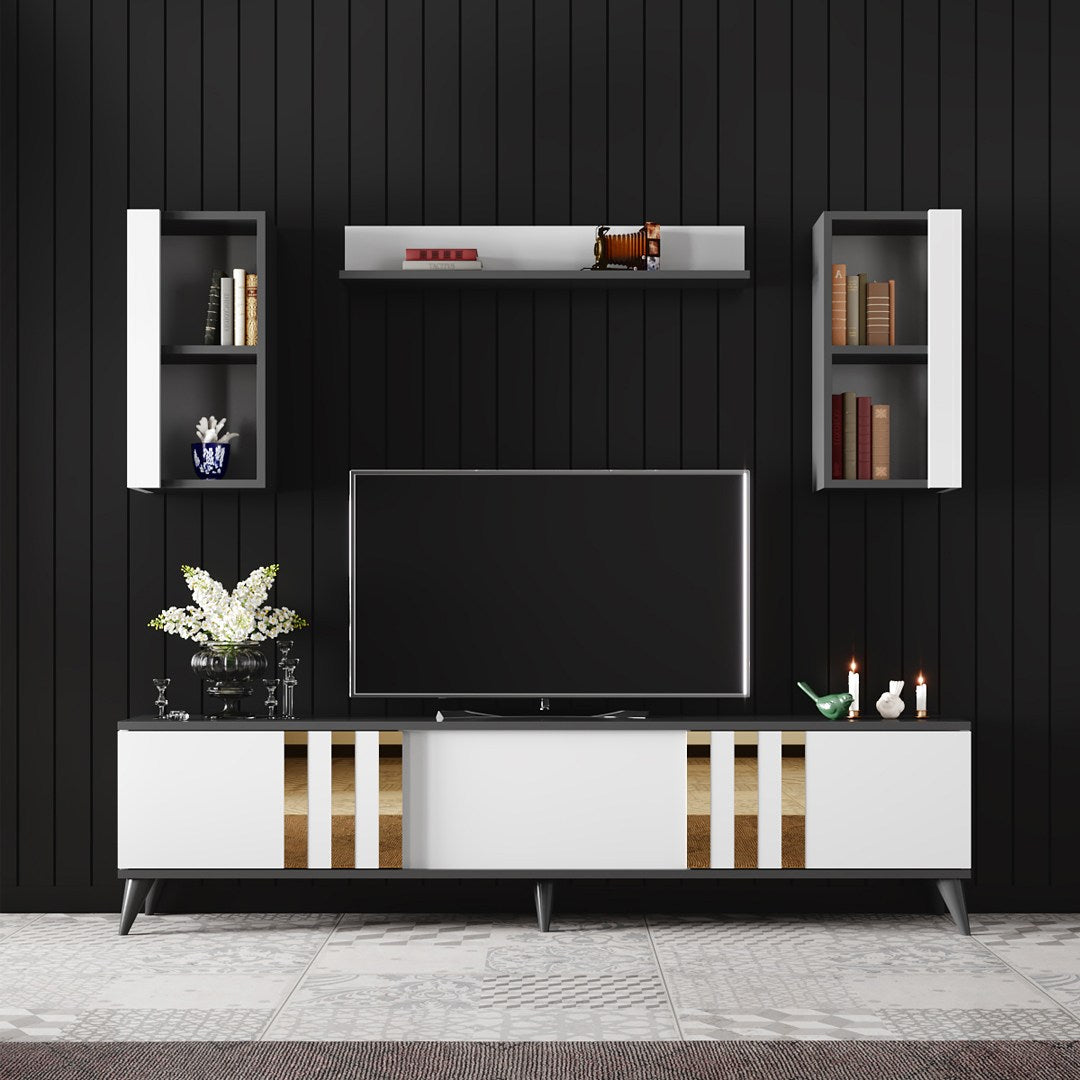 TV staliukas Gold - Anthracite, White