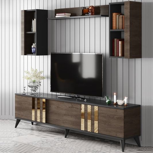 TV staliukas Gold - Anthracite, Walnut