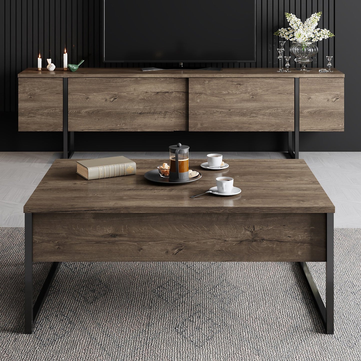 Žurnalinis staliukas Luxe - Walnut, Black