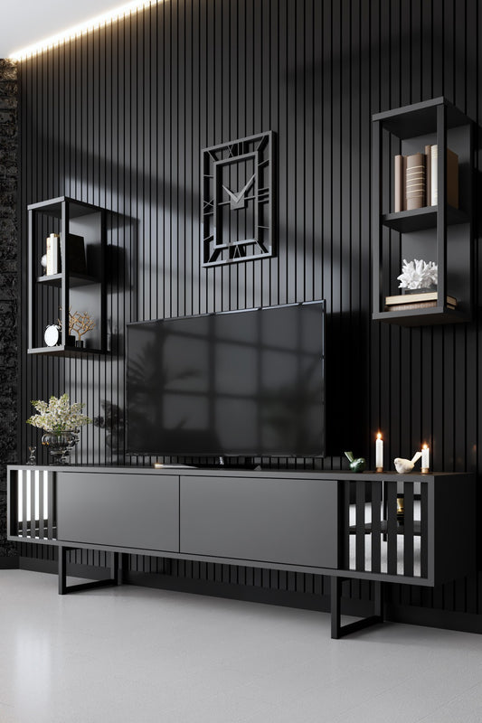 TV staliukas Chrome Line - Anthracite, Black