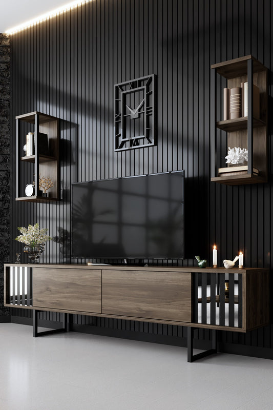 TV staliukas Chrome Line - Walnut, Black