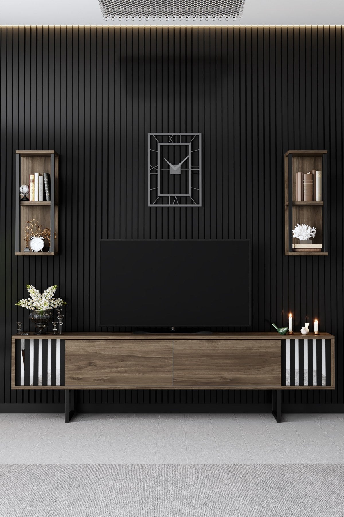 TV staliukas Chrome Line - Walnut, Black