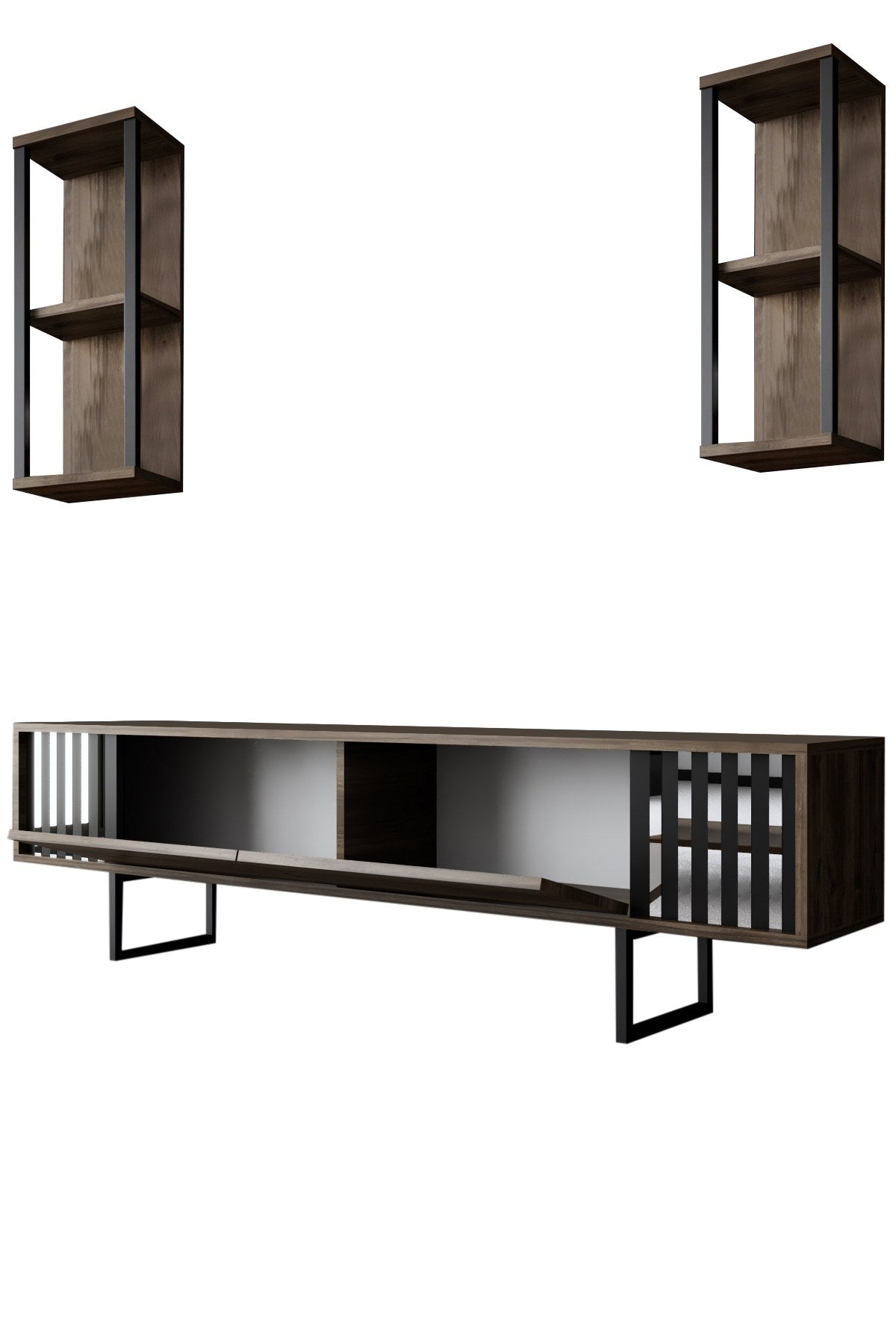 TV staliukas Chrome Line - Walnut, Black