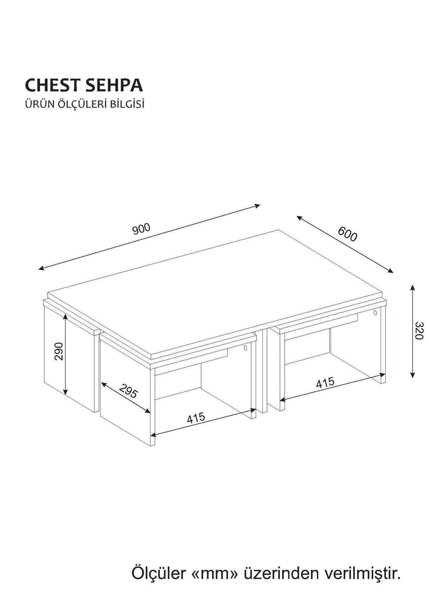 Žurnalinių staliukų komplektas Chest - White, Cordoba