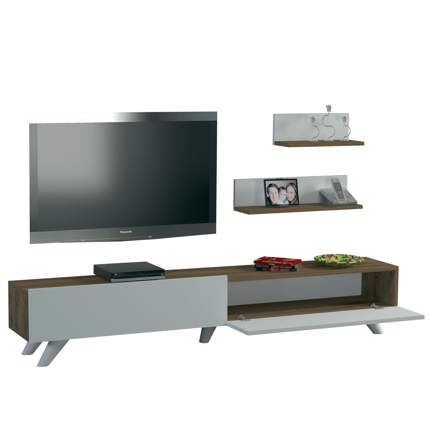 TV staliukas Amerika - White, Walnut