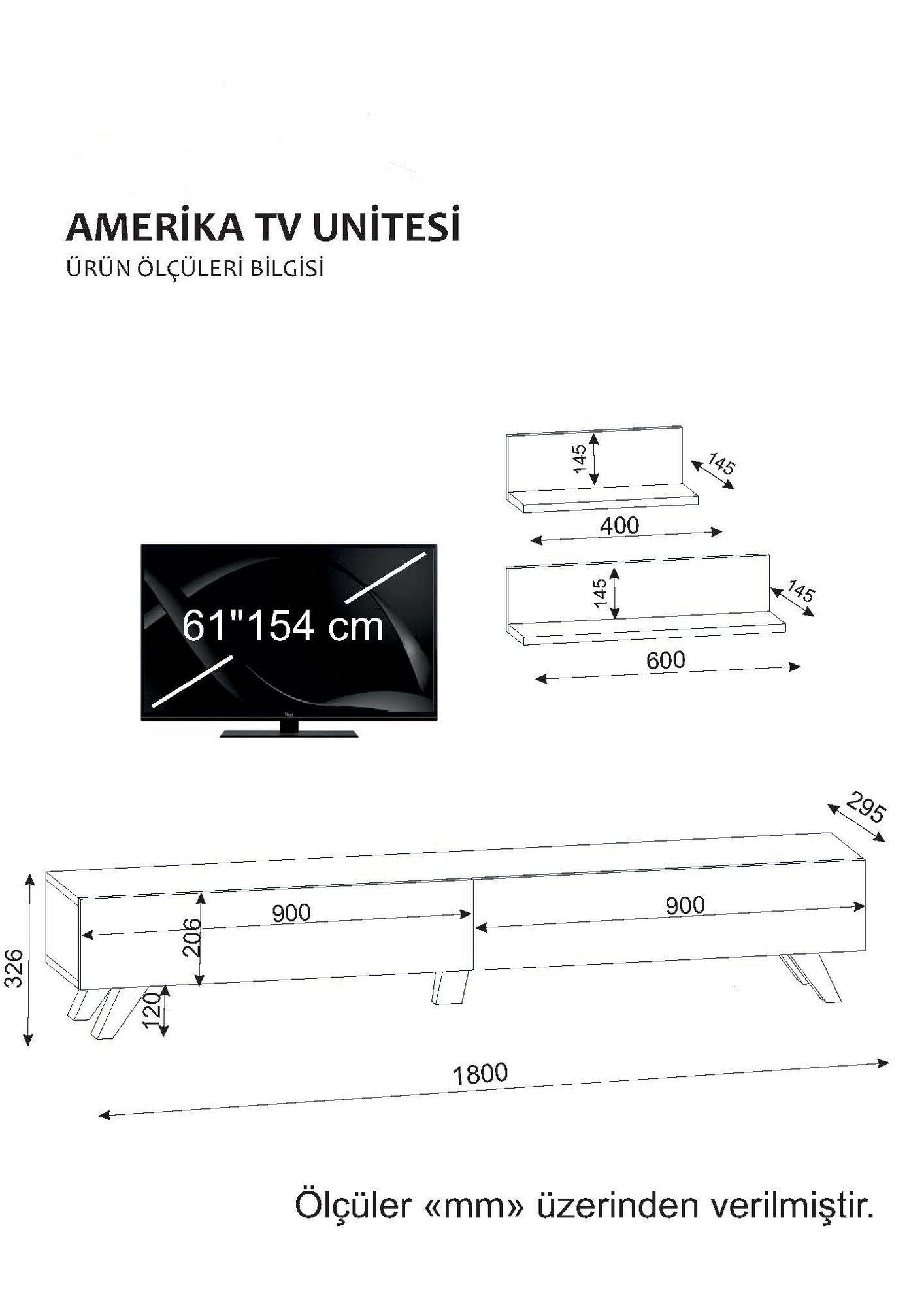 TV staliukas Amerika - White, Walnut