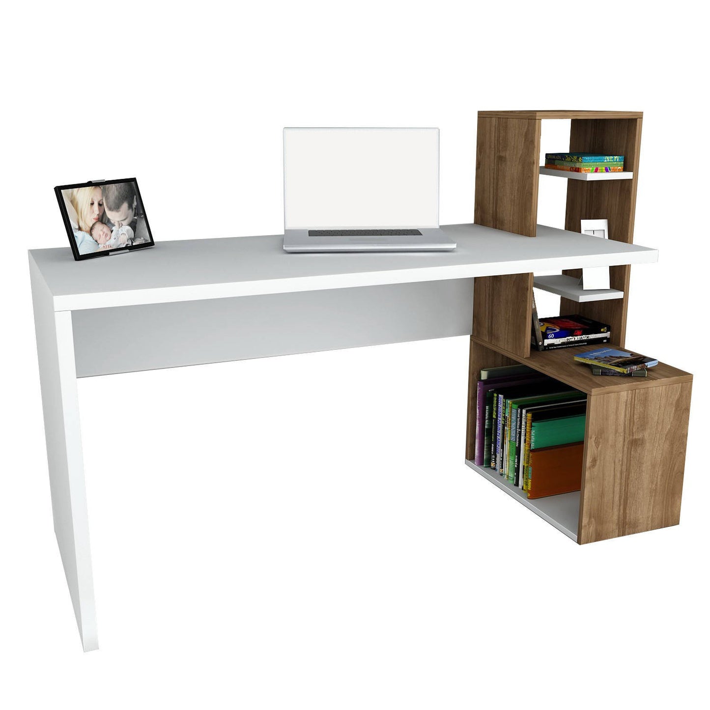 Biuro stalas Side - White, Walnut